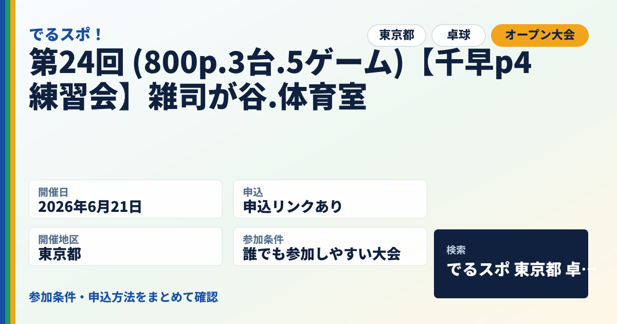 第24回 (800p.3台.5ゲーム)【千早p4練習会】雑司が谷.体育室