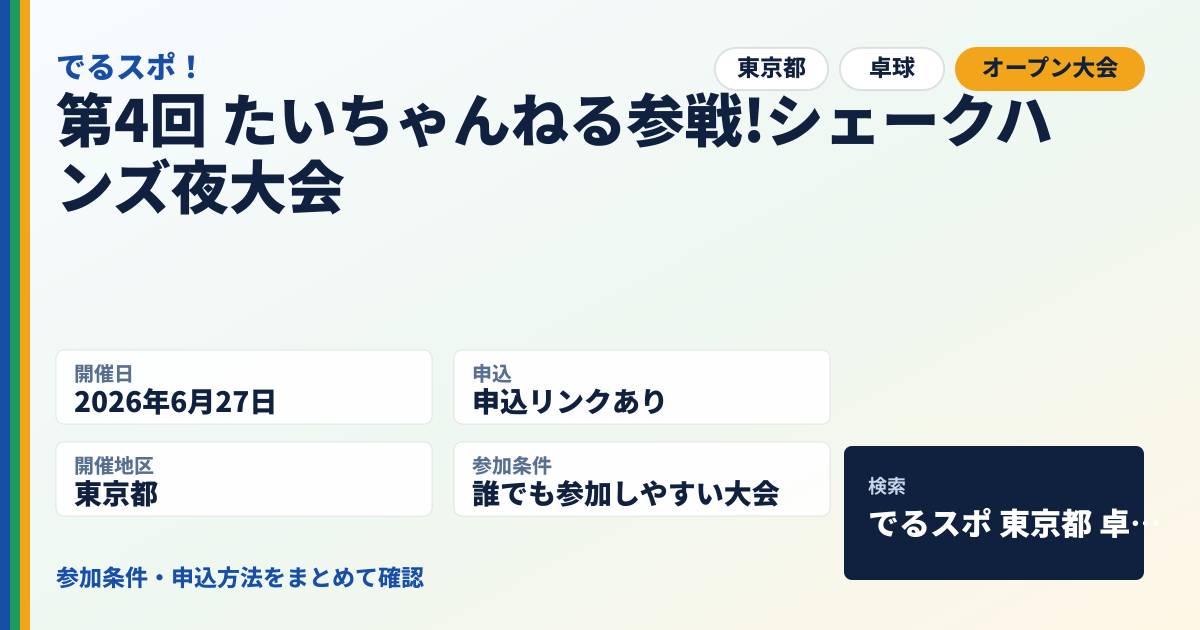第4回 たいちゃんねる参戦!シェークハンズ夜大会