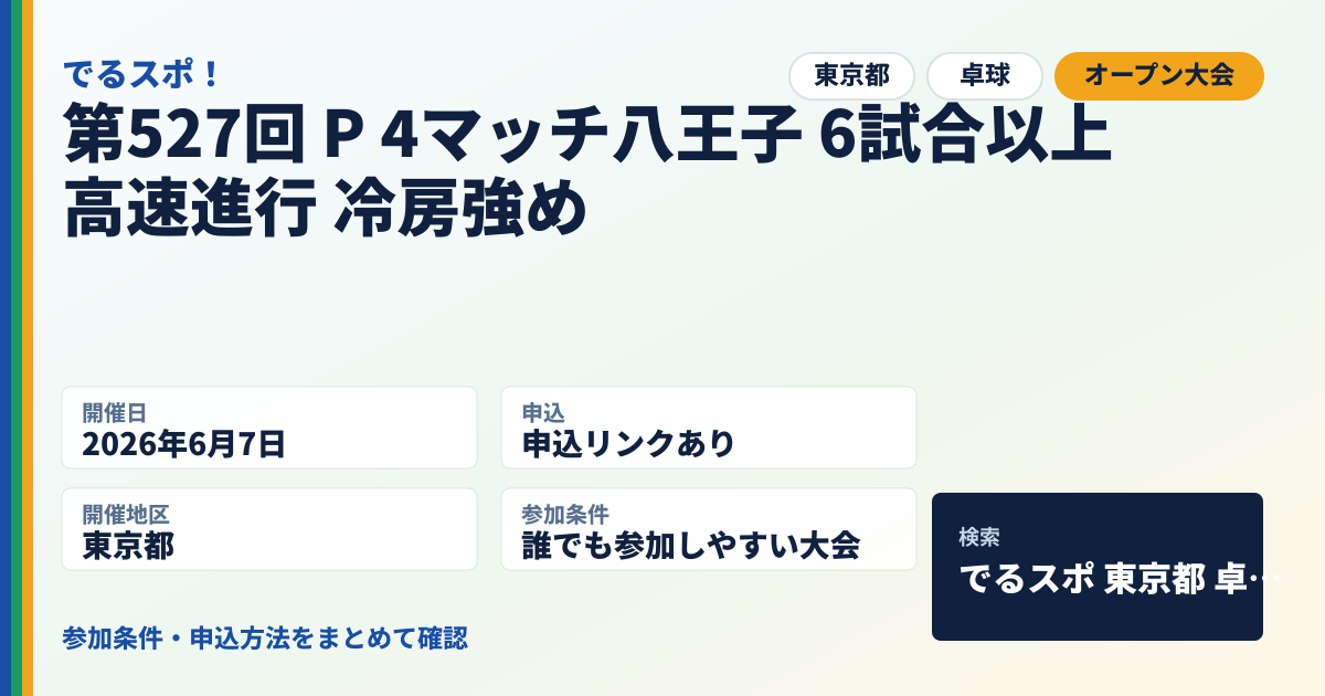 第527回 P 4マッチ八王子 6試合以上 高速進行 冷房強め