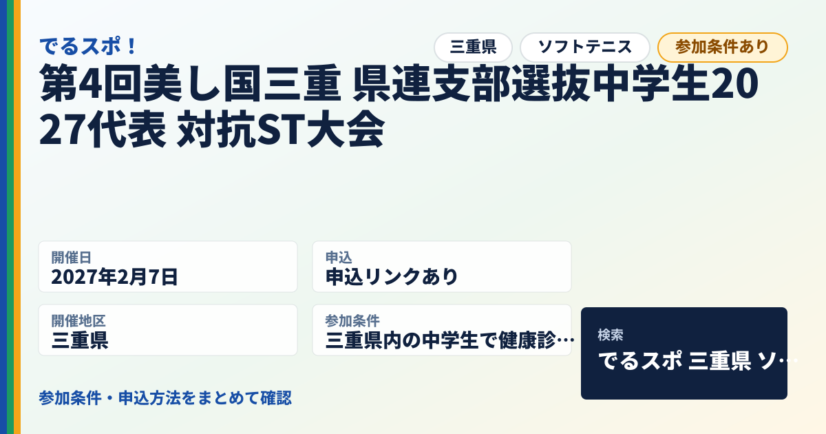 第4回美し国三重 県連支部選抜中学生2027代表 対抗ST大会