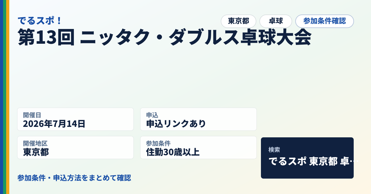 第13回 ニッタク・ダブルス卓球大会