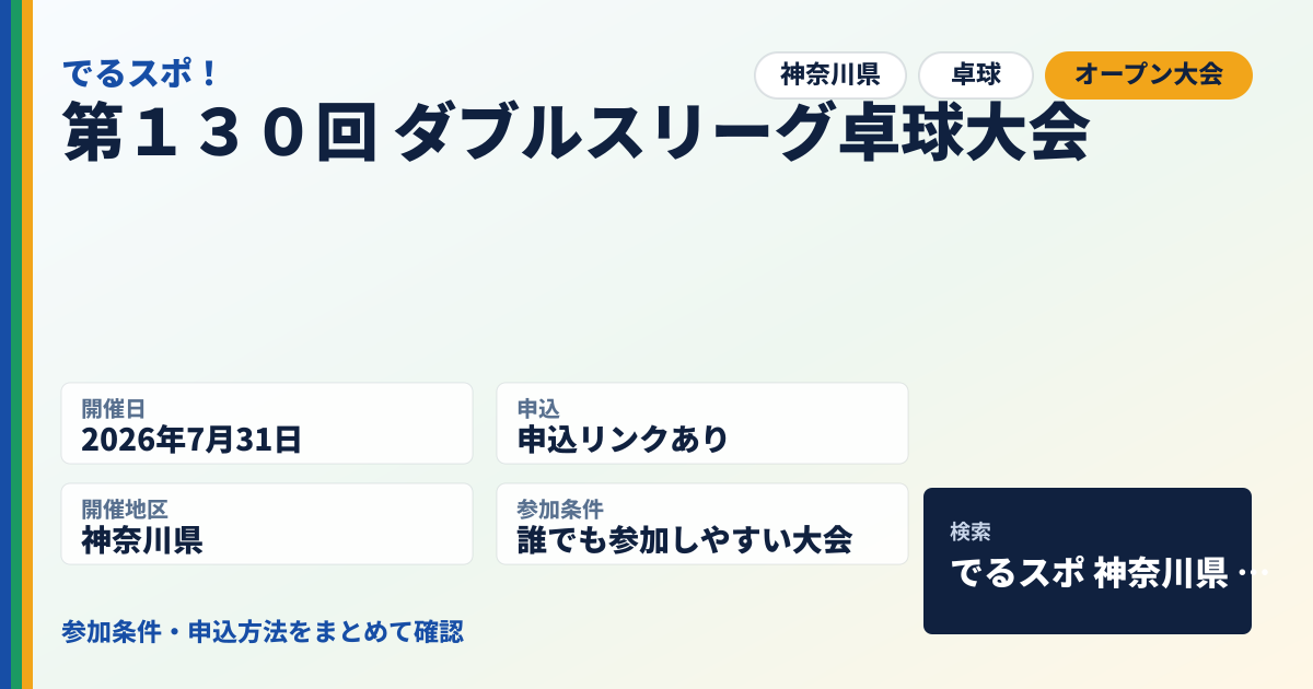 第１３０回 ダブルスリーグ卓球大会