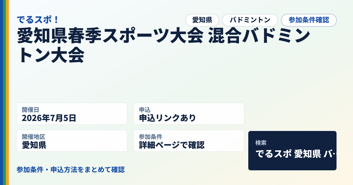 愛知県春季スポーツ大会 混合バドミントン大会