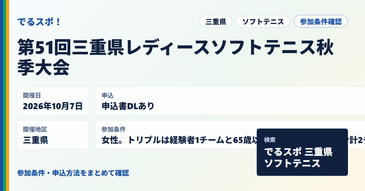 第51回三重県レディースソフトテニス秋季大会