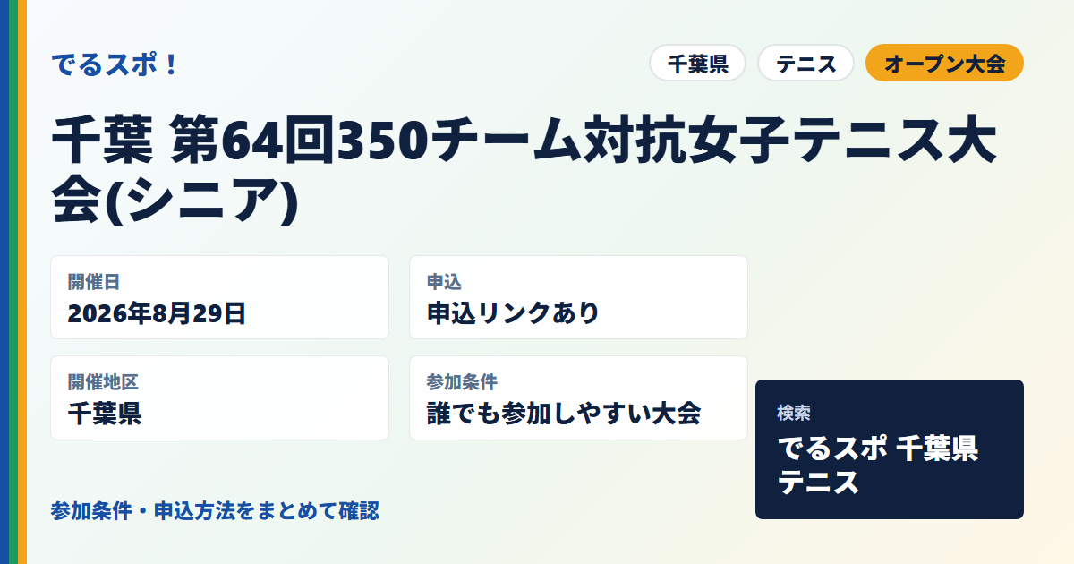 千葉 第64回350チーム対抗女子テニス大会(シニア)