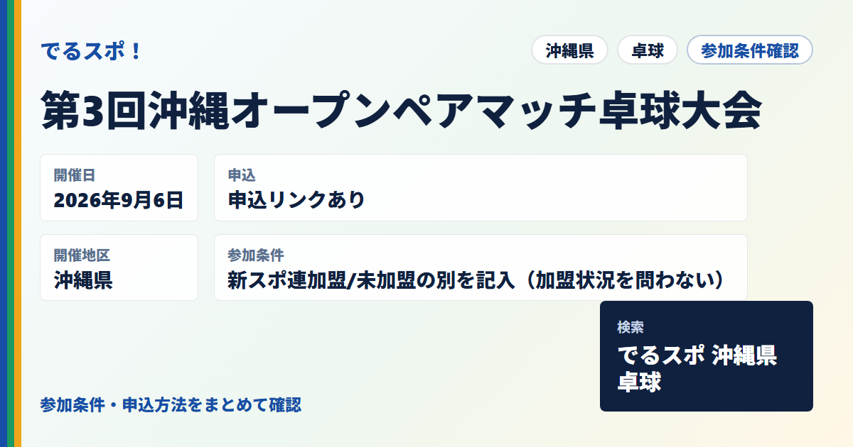 第3回沖縄オープンペアマッチ卓球大会