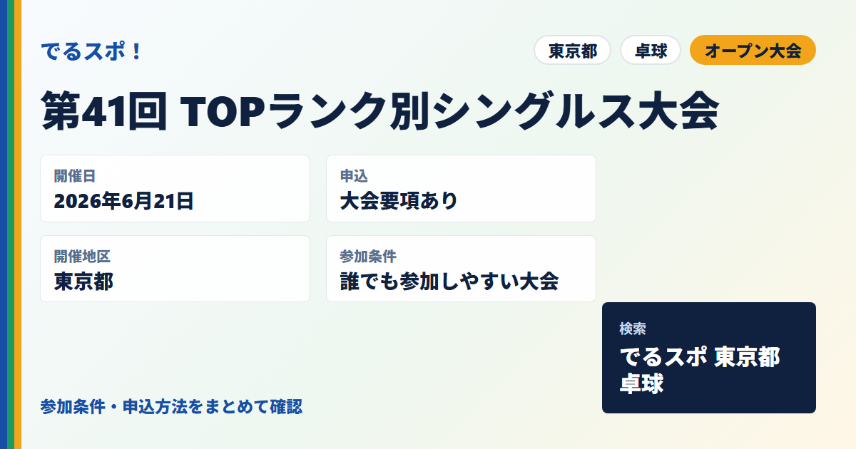 第41回 TOPランク別シングルス大会