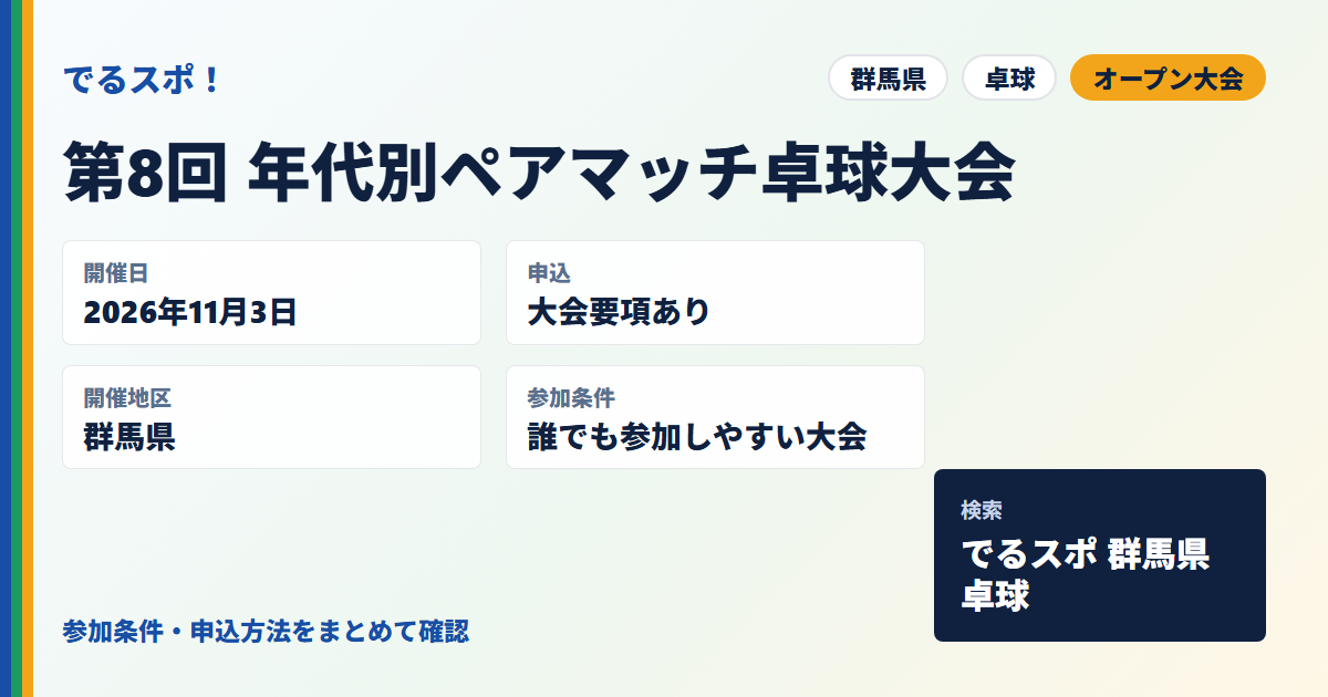 第8回 年代別ペアマッチ卓球大会