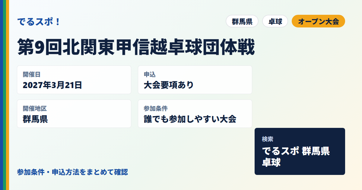 第9回北関東甲信越卓球団体戦