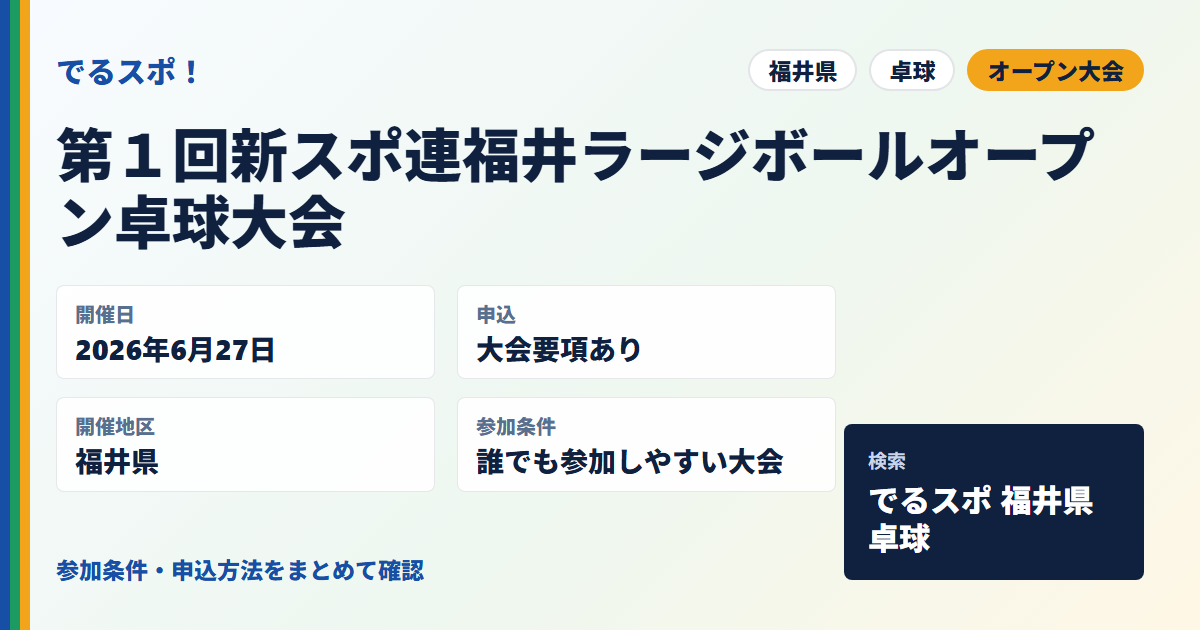 第１回新スポ連福井ラージボールオープン卓球大会