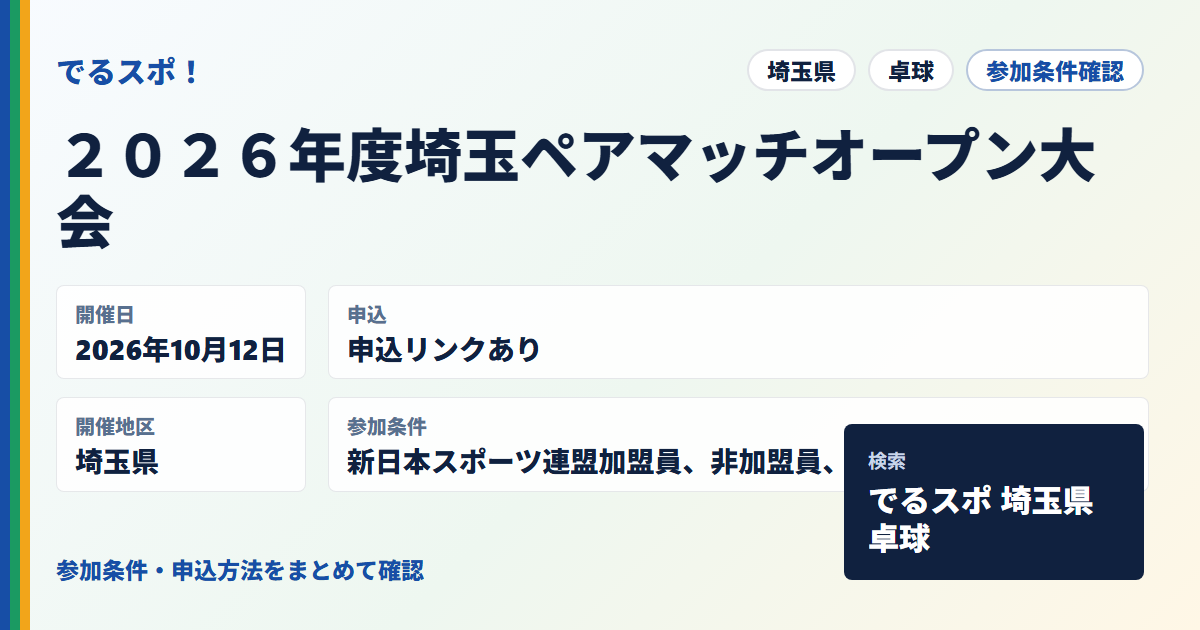２０２６年度埼玉ペアマッチオープン大会