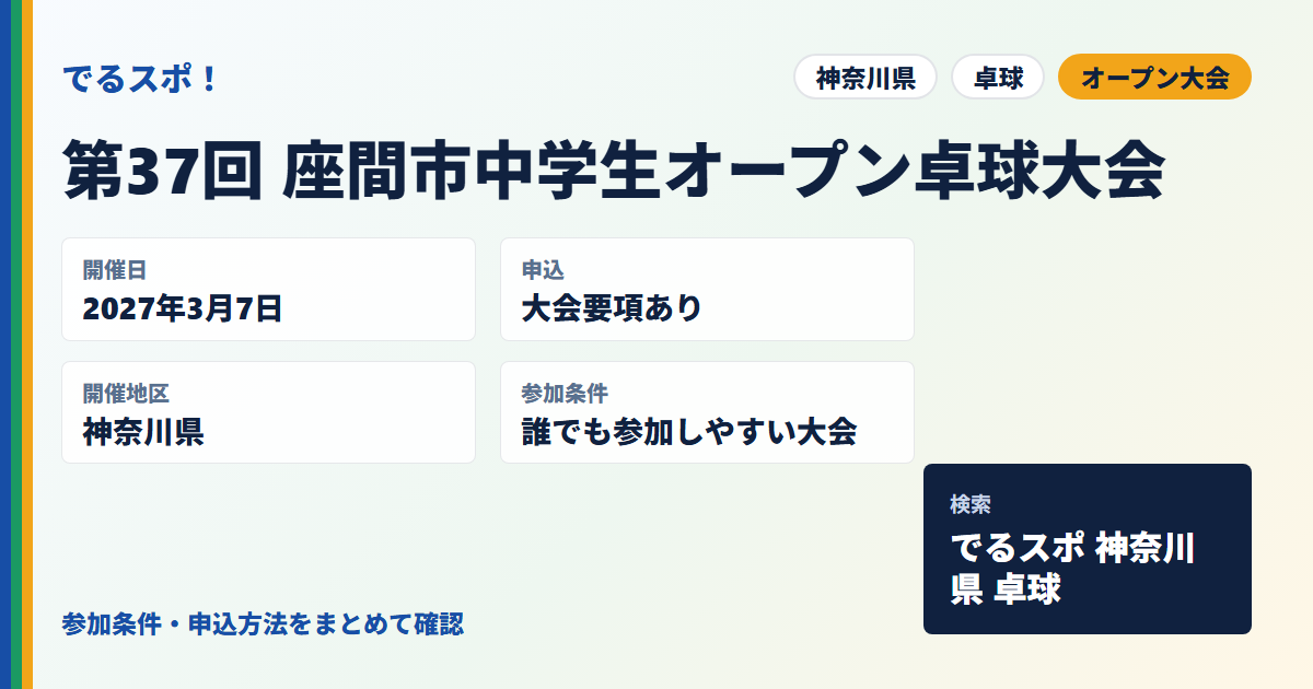 第37回 座間市中学生オープン卓球大会