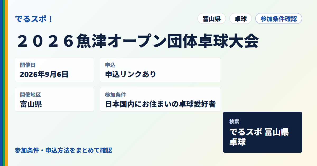 ２０２６魚津オープン団体卓球大会