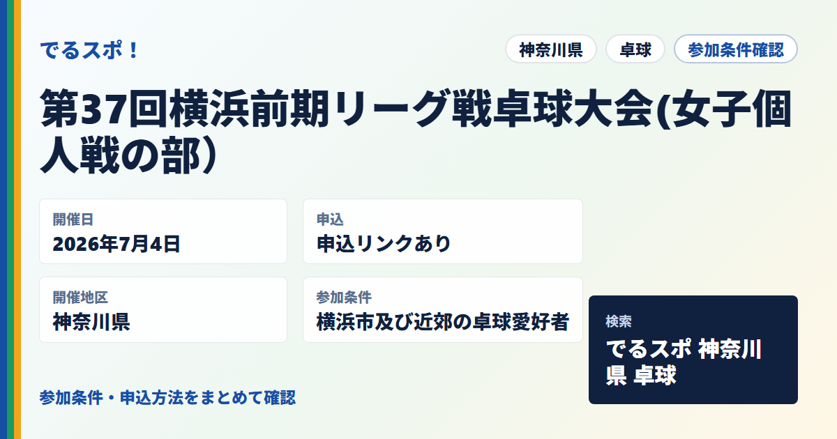 第37回横浜前期リーグ戦卓球大会(女子個人戦の部）