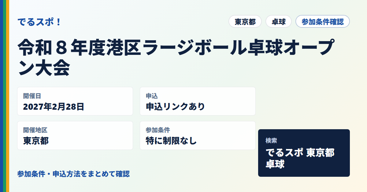 令和８年度港区ラージボール卓球オープン大会