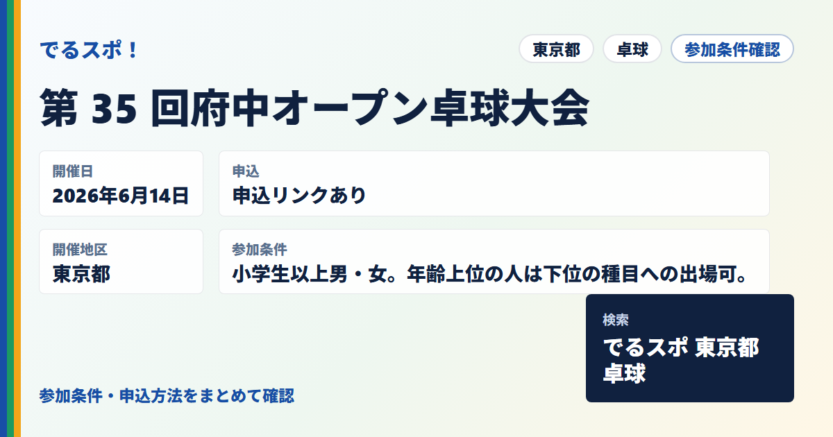 第 35 回府中オープン卓球大会