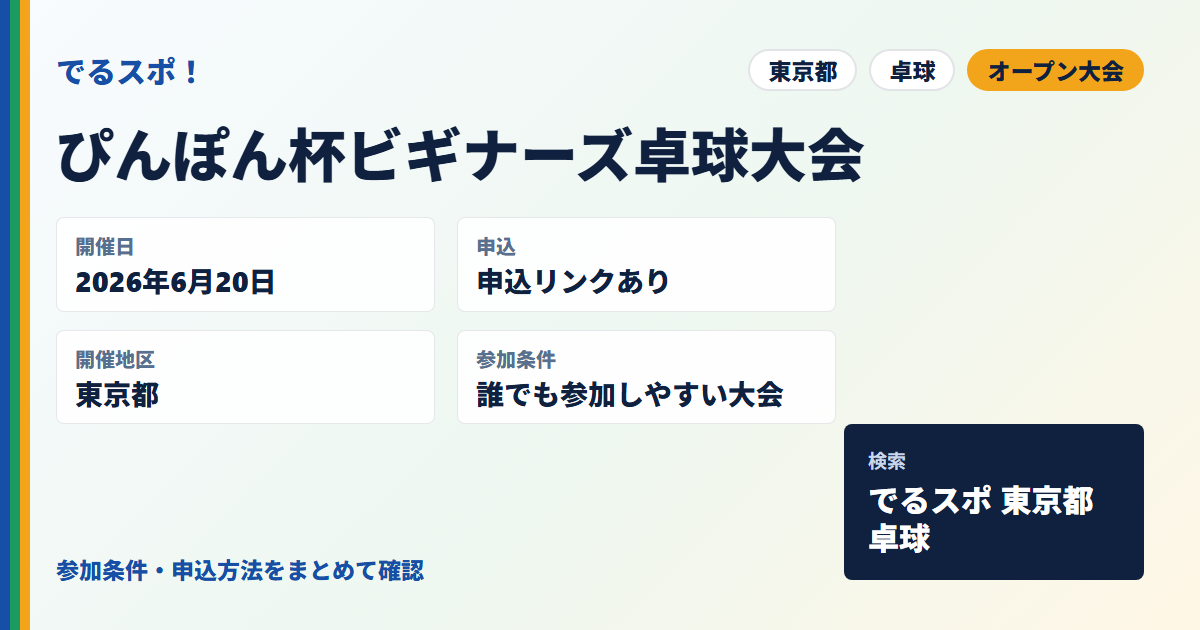 ぴんぽん杯ビギナーズ卓球大会