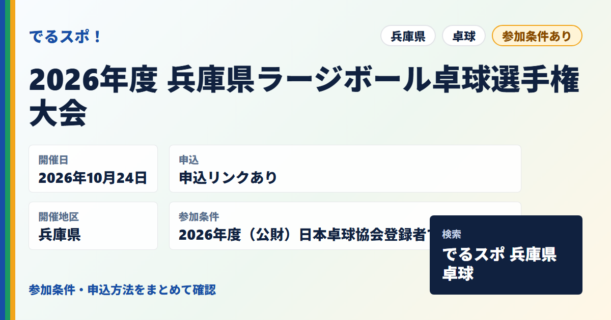 2026年度 兵庫県ラージボール卓球選手権大会