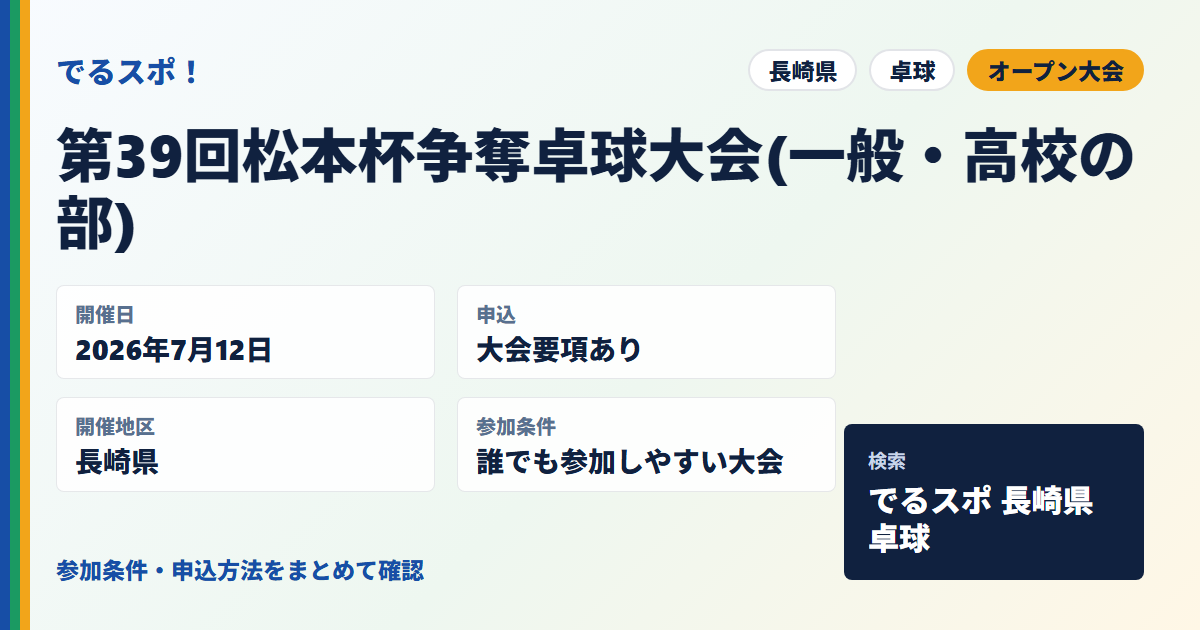 第39回松本杯争奪卓球大会(一般・高校の部)