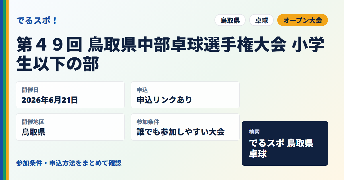 第４９回 鳥取県中部卓球選手権大会 小学生以下の部