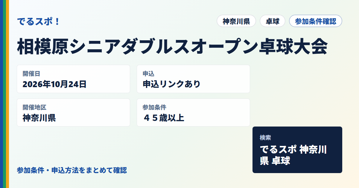 相模原シニアダブルスオープン卓球大会