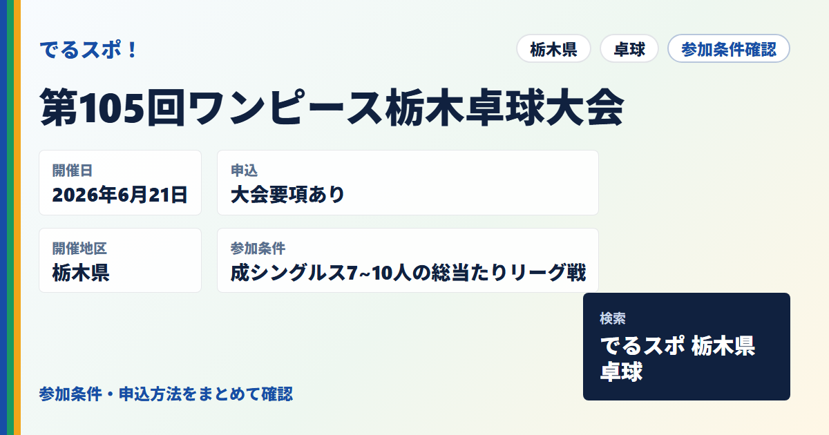 第105回ワンピース栃木卓球大会