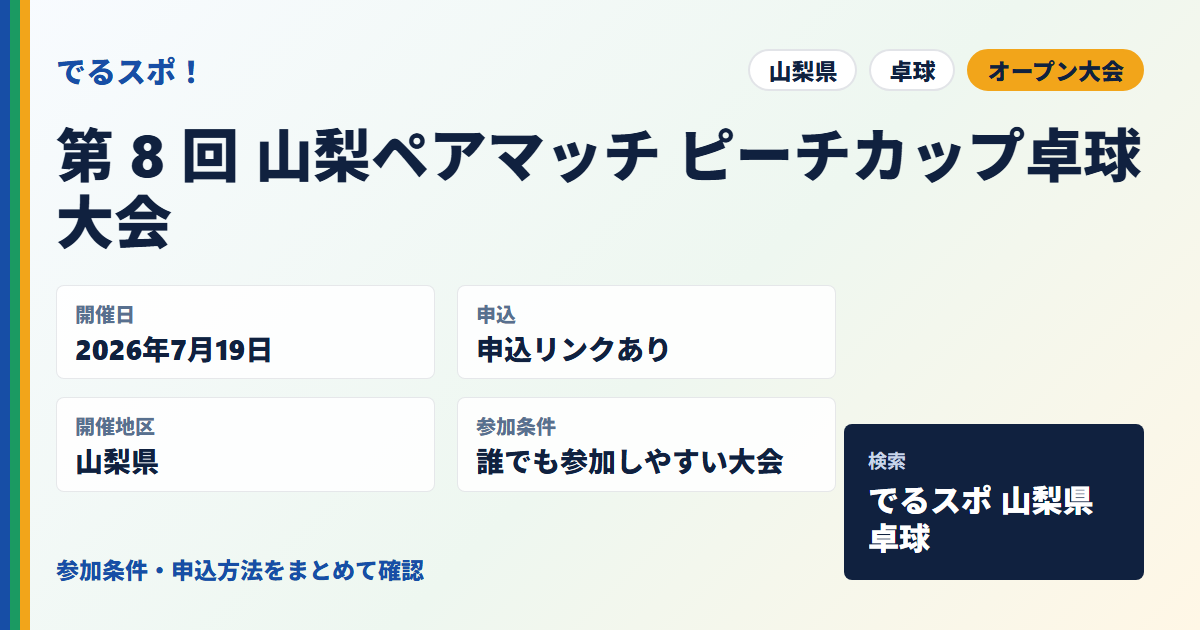 第 8 回 山梨ペアマッチ ピーチカップ卓球大会