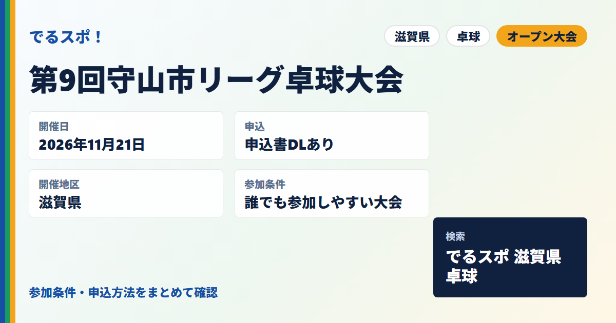 第9回守山市リーグ卓球大会