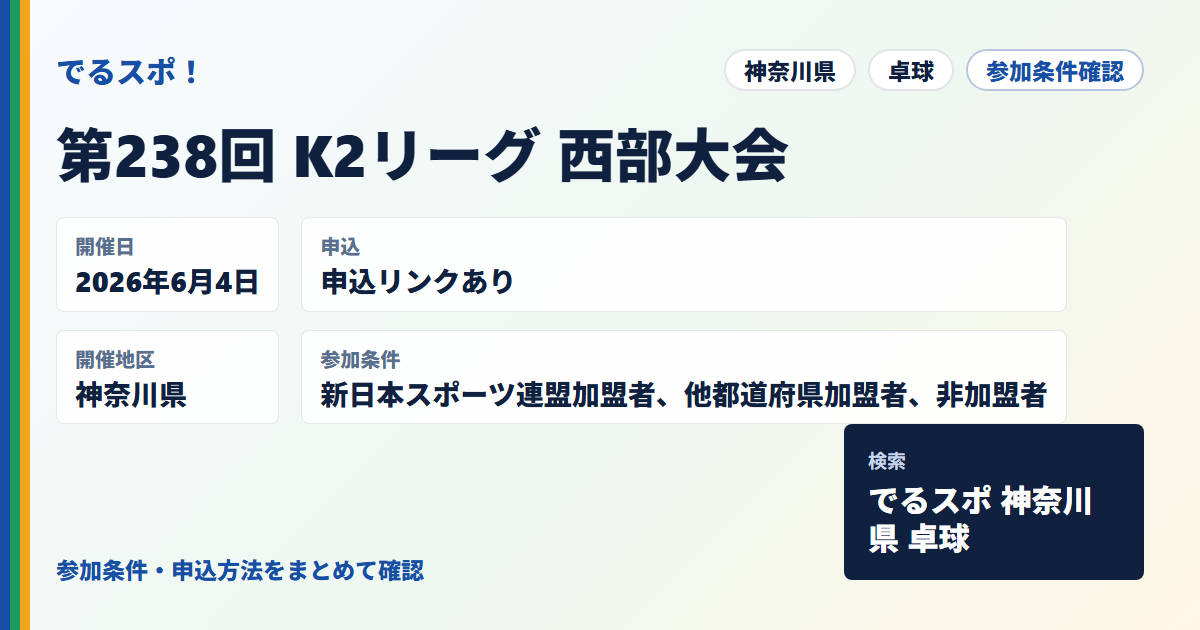 第238回 K2リーグ 西部大会