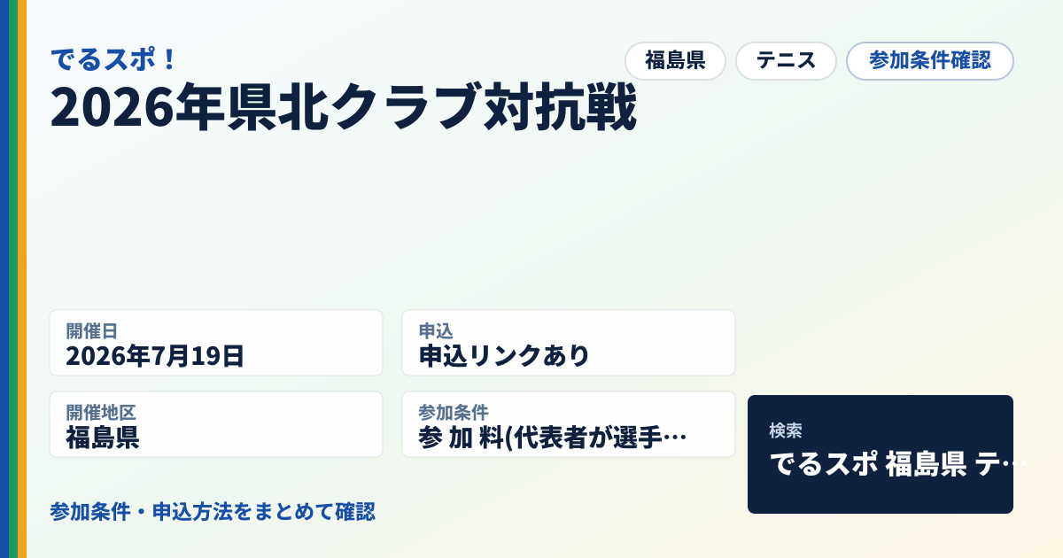 2026年県北クラブ対抗戦