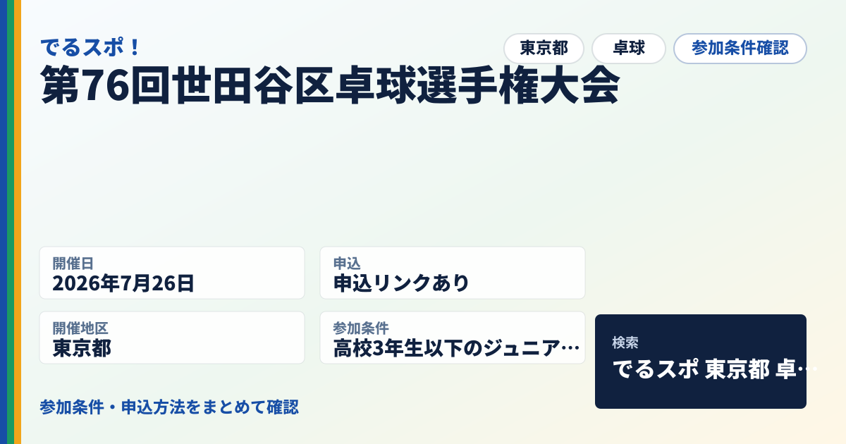 第76回世田谷区卓球選手権大会