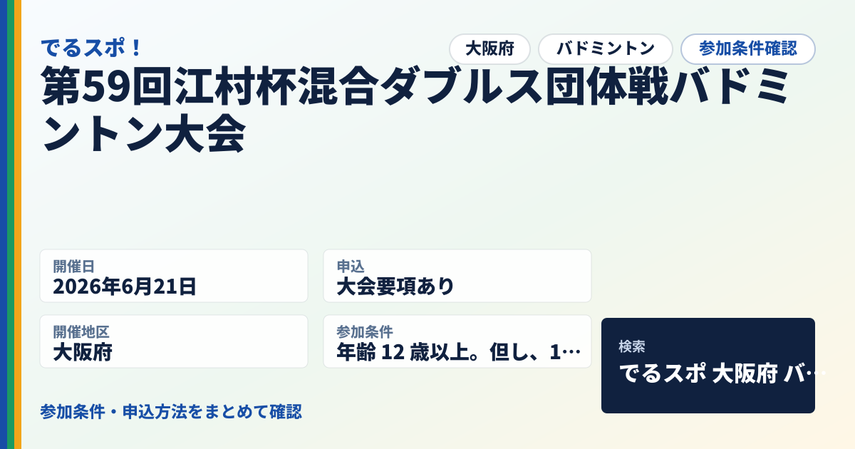 第59回江村杯混合ダブルス団体戦バドミントン大会