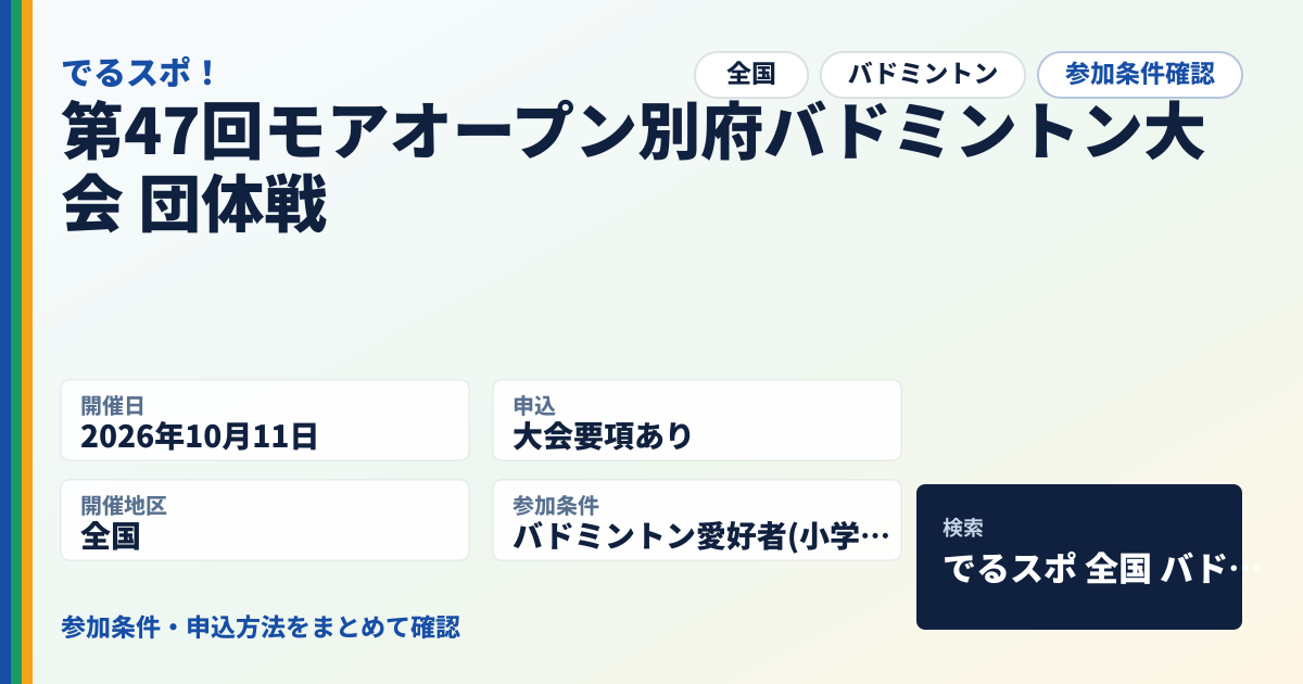 第47回モアオープン別府バドミントン大会 団体戦