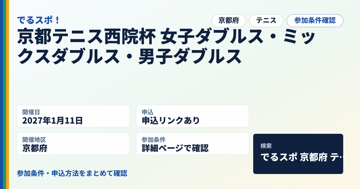 京都テニス西院杯 女子ダブルス・ミックスダブルス・男子ダブルス