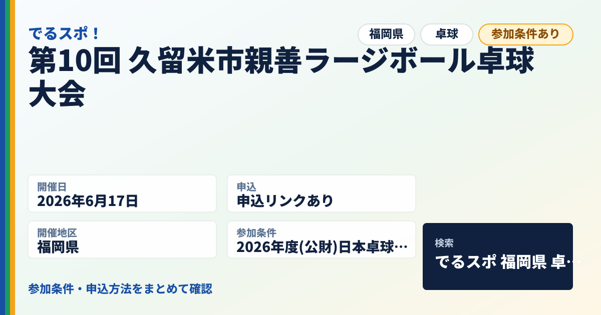 第10回 久留米市親善ラージボール卓球大会