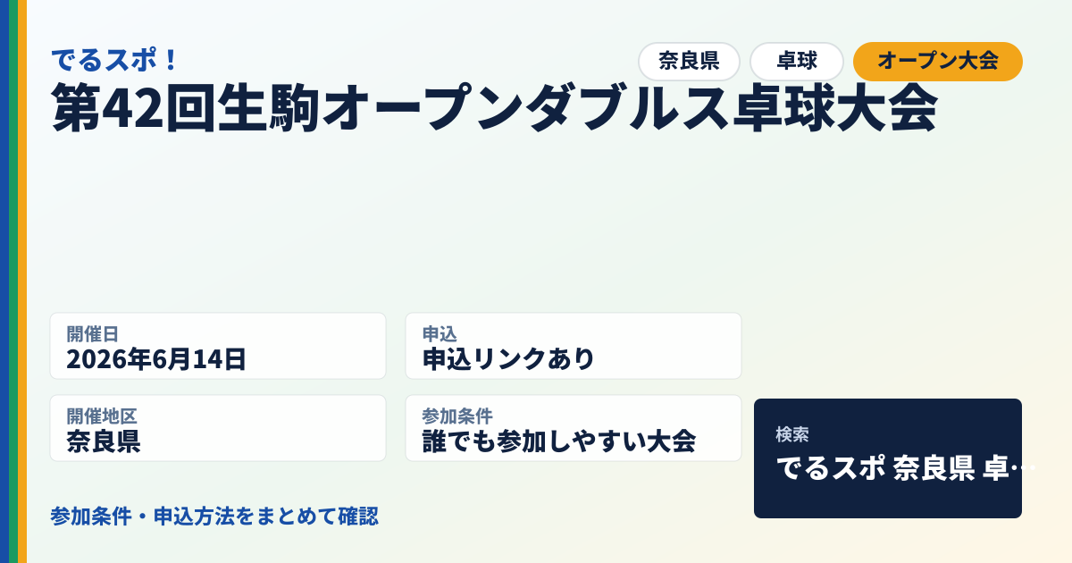 第42回生駒オープンダブルス卓球大会