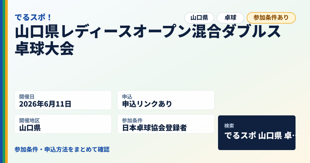 山口県レディースオープン混合ダブルス卓球大会