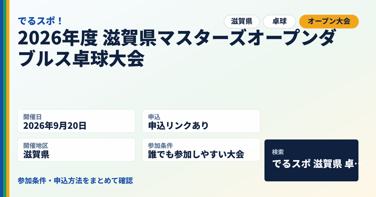 2026年度 滋賀県マスターズオープンダブルス卓球大会