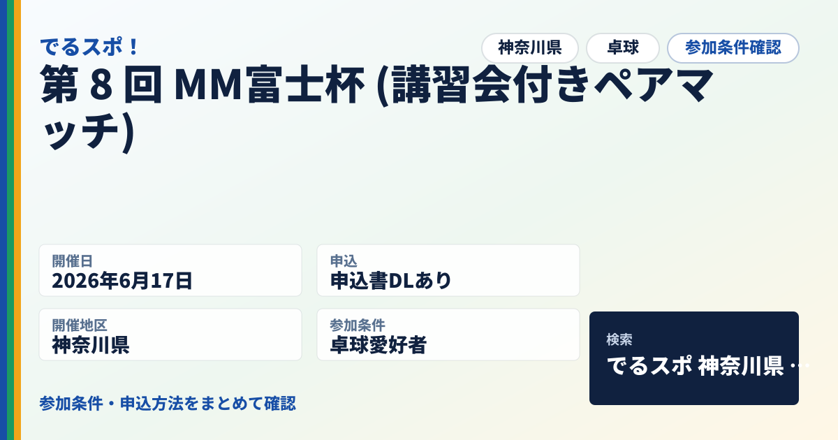 第 8 回 MM富士杯 (講習会付きペアマッチ)