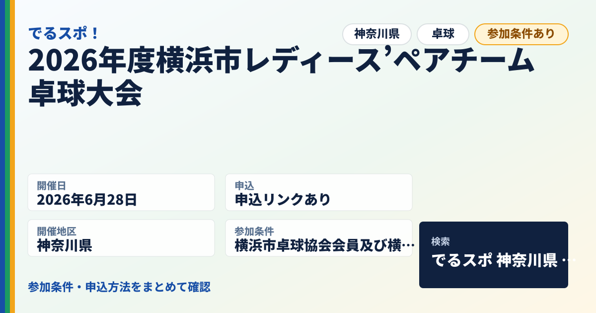 2026年度横浜市レディース’ペアチーム卓球大会