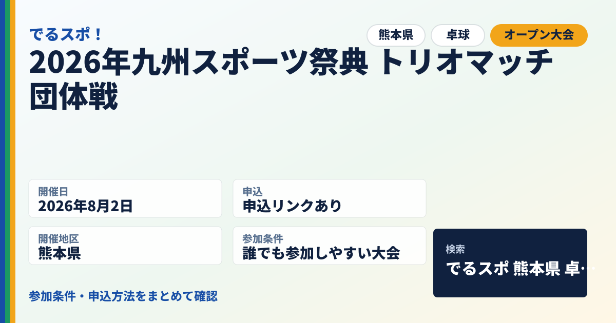 2026年九州スポーツ祭典 トリオマッチ団体戦