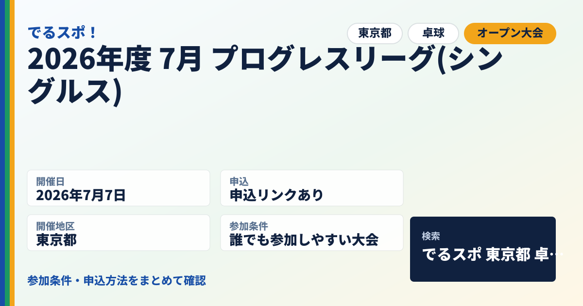 2026年度 7月 プログレスリーグ(シングルス)