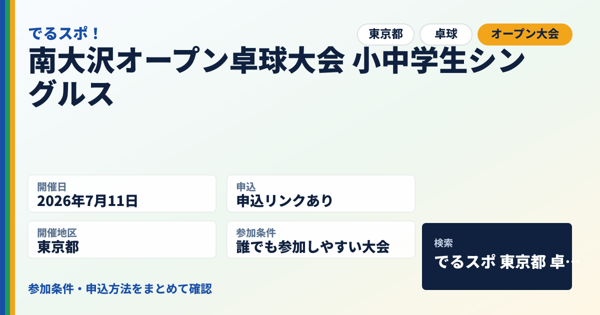 南大沢オープン卓球大会 小中学生シングルス
