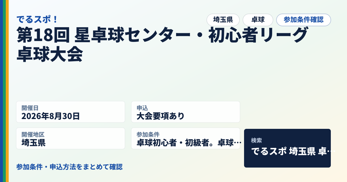 第18回 星卓球センター・初心者リーグ卓球大会