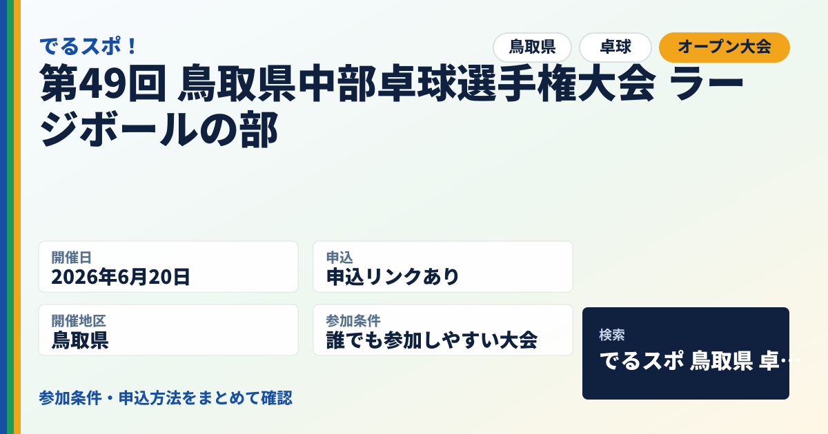 第49回 鳥取県中部卓球選手権大会 ラージボールの部