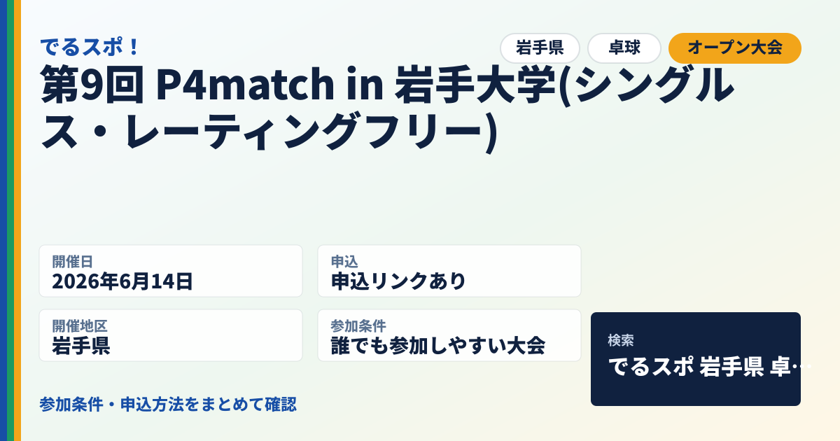 第9回 P4match in 岩手大学(シングルス・レーティングフリー)