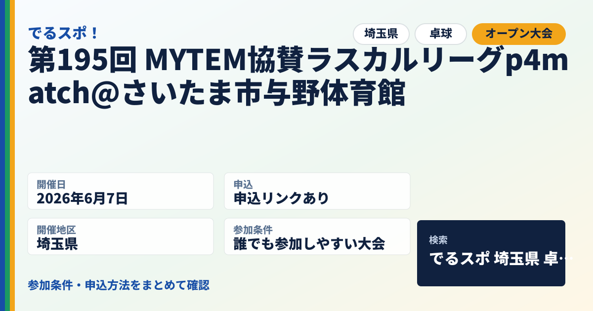 第195回 MYTEM協賛ラスカルリーグp4match@さいたま市与野体育館