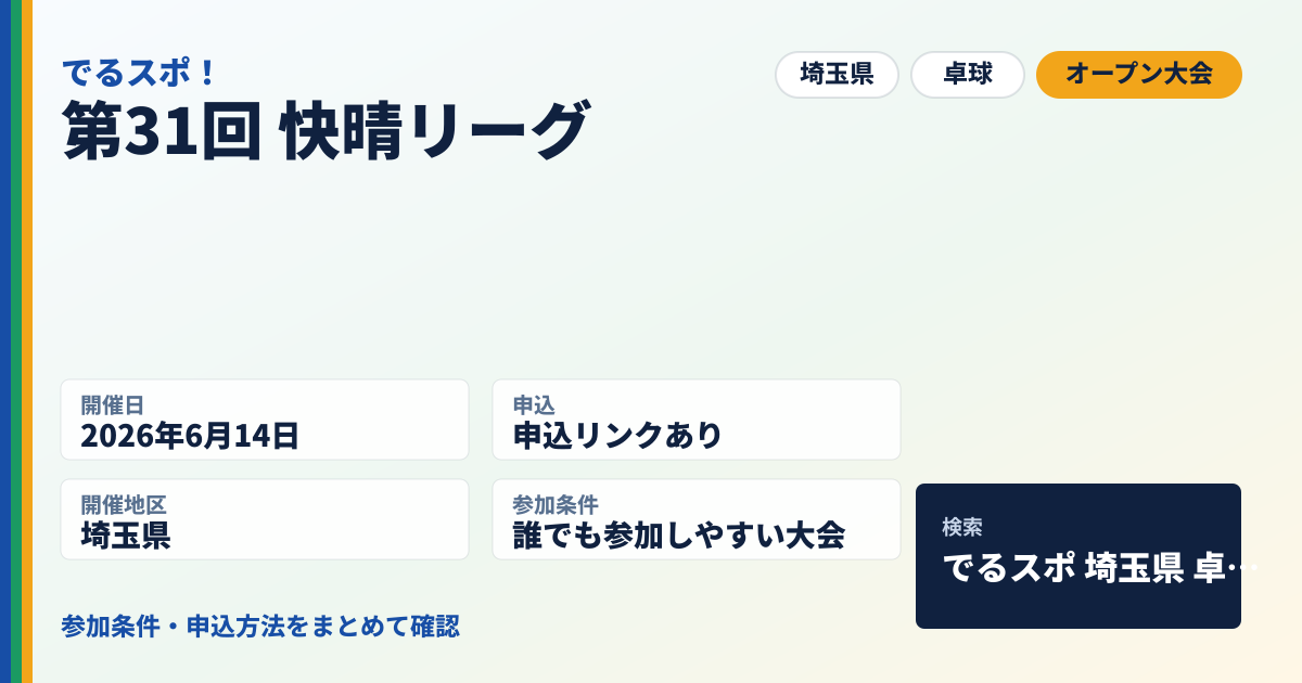 第31回 快晴リーグ