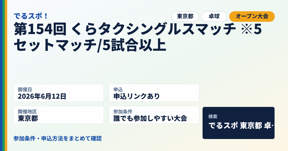 第154回 くらタクシングルスマッチ ※5セットマッチ/5試合以上