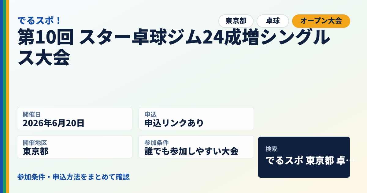 第10回 スター卓球ジム24成増シングルス大会